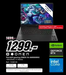 MediaMarkt OMEN Portátil gaming OMEN 16-AM0008NS oferta