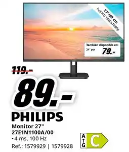 MediaMarkt PHILIPS Monitor 27" Full HD 1920x1080p oferta