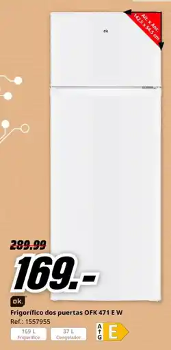 MediaMarkt OK Frigorífico dos puertas OFK 471 E W oferta