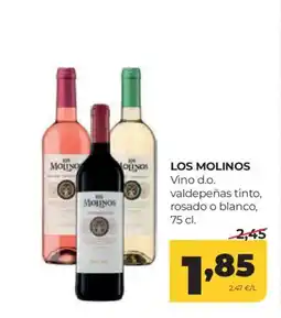 Alimerka LOS MOLINOS Vino d.o. valdepeñas tinto, rosado o blanco, oferta