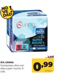 Alimerka IFA UNNIA Compresa ultra con alas super noche oferta