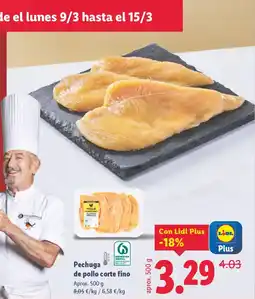 Lidl Pechuga de pollo corte fino oferta