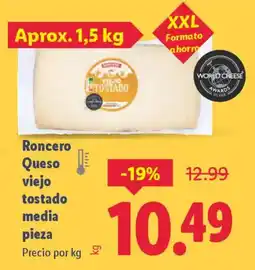 Lidl RONCERO Queso viejo tostado media pieza oferta