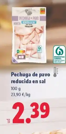 Lidl Pechuga de pavo reducida en sal oferta