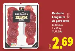 Lidl REALVALLE Longaniza de pavo extra oferta