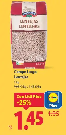 Lidl CAMPO LARGO Lentejas oferta