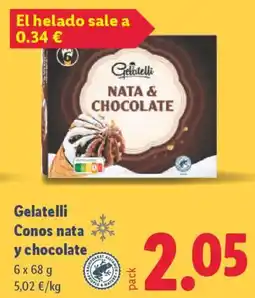 Lidl GELATELLI Conos nata y chocolate oferta
