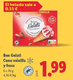 Lidl BON GELATI Cono vainilla y fresa oferta