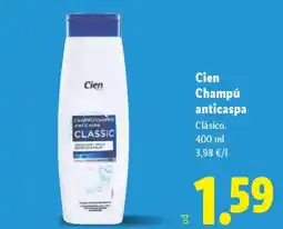 Lidl CIEN Champú anticaspa Clásico. oferta