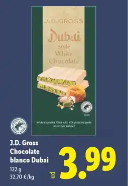 Lidl J.D.GROSS Chocolate blanco Dubai oferta