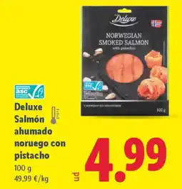 Lidl DELUXE Salmón ahumado noruego con pistacho oferta