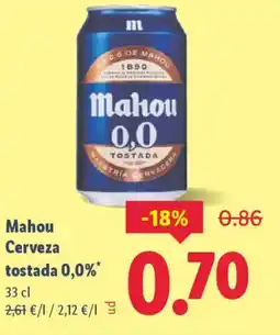 Lidl MAHOU Cerveza tostada 0,0%* oferta