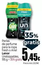Unide Supermercados Lenor/ariel - perlas de perfume para la ropa fresh/unstoppables oferta