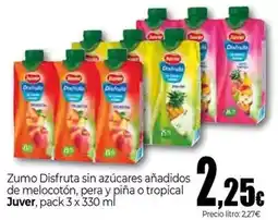 Unide Supermercados Juver - zumo disfruta sin azúcares añadidos de melocotón, pera y piña o tropical oferta