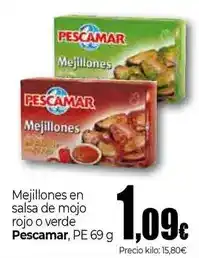 Unide Supermercados Pescamar - mejillones en salsa de mojo rojo o verde oferta