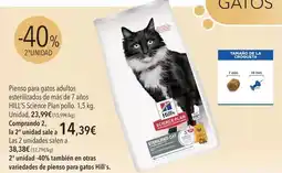 El Corte Inglés Hill's - pienso para gatos adultos estirilizados de mas de 7 años oferta