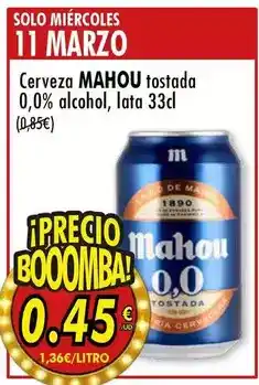 SPAR Mahou - cerveza tostada 0,0% alcohol oferta