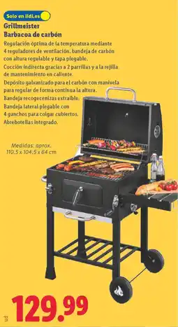 Lidl Grillmeister Barbacoa de carbón oferta