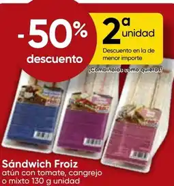 FROIZ FROIZ Sándwich atún con tomate, cangrejo o mixto oferta
