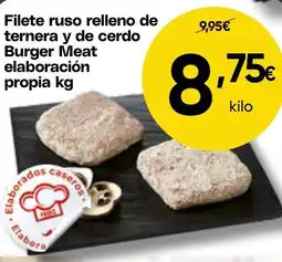 FROIZ Filete ruso relleno de ternera y de cerdo Burger Meat elaboración propia oferta