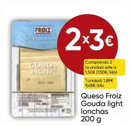 FROIZ FROIZ Queso Gouda light lonchas oferta
