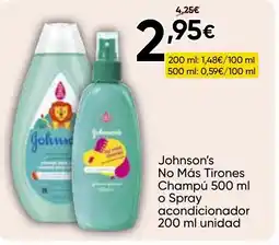 FROIZ JOHNSON'S No Más Tirones Champú o Spray acondicionador oferta