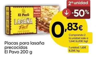 FROIZ EL PAVO Placas para lasaña precocidas oferta