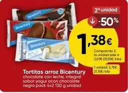 FROIZ BICENTURY Tortitas arroz chocolate con leche, integral sabor yogur ocon chocolate negro oferta