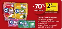 FROIZ ORBIT Chicle Refreshers bubblemint, hierbabuena estuche fresa y limón o tropical bote oferta