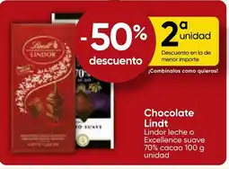 FROIZ LINDT Chocolate Lindor leche o Excellence suave 70% cacao oferta