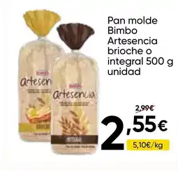 FROIZ BIMBO Pan molde Artesencia brioche o integral oferta