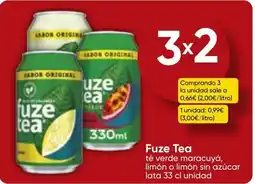 FROIZ FUZE TEA té verde maracuyá, limón o limón sin azúcar oferta