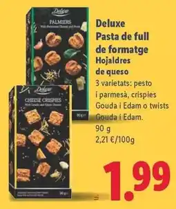 Lidl Deluxe - pasta de full de formatge hojaldres de queso oferta