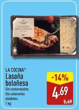 ALDI LA COCINA Lasaña boloñesa oferta