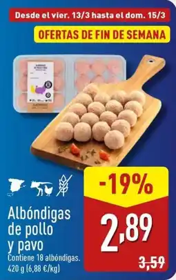 ALDI Albóndigas de pollo y pavo oferta