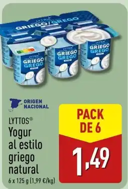 ALDI LYTTOS Yogur al estilo griego natural oferta