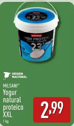 ALDI MILSANI Yogur natural proteico XXL oferta