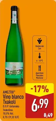ALDI AMEZTOI Vino blanco Txakolí oferta