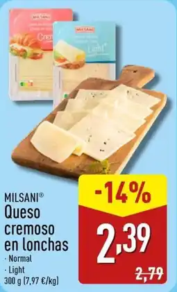 ALDI MILSANI Queso cremoso en lonchas oferta