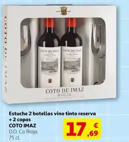 Alcampo COTO IMAZ Estuche 2 botellas vino tinto reserva + 2 copas oferta