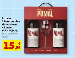 Alcampo VIÑA POMAL Estuche 2 botellas vino tinto crianza +1 copa oferta