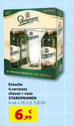 Alcampo STAROPRAMEN Estuche 4 cervezas checas + vaso oferta