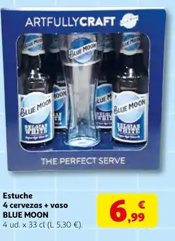 Alcampo BLUE MOON Estuche 4 cervezas + vaso oferta