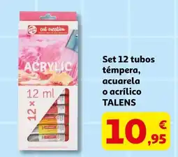 Alcampo TALENS Set 12 tubos témpera, acuarela o acrílico oferta