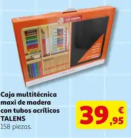 Alcampo TALENS Caja multitécnica maxi de madera con tubos acrílicos oferta