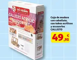 Alcampo CALLISTO Caja de madera con caballete, con tubos acrílicos y accesorios oferta