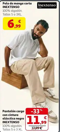 Alcampo INEXTENSO Polo de manga corta con cintura elástica negro oferta