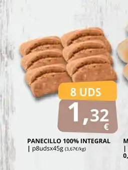 Supermercados MAS Panecillo 100% integral oferta