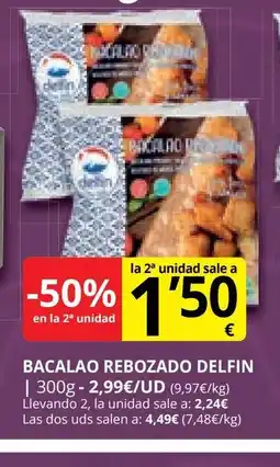 Supermercados MAS DELFIN Bacalao rebozado oferta