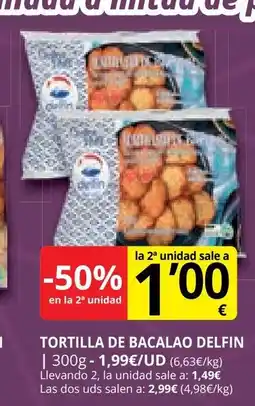 Supermercados MAS DELFIN Tortilla de bacalao oferta